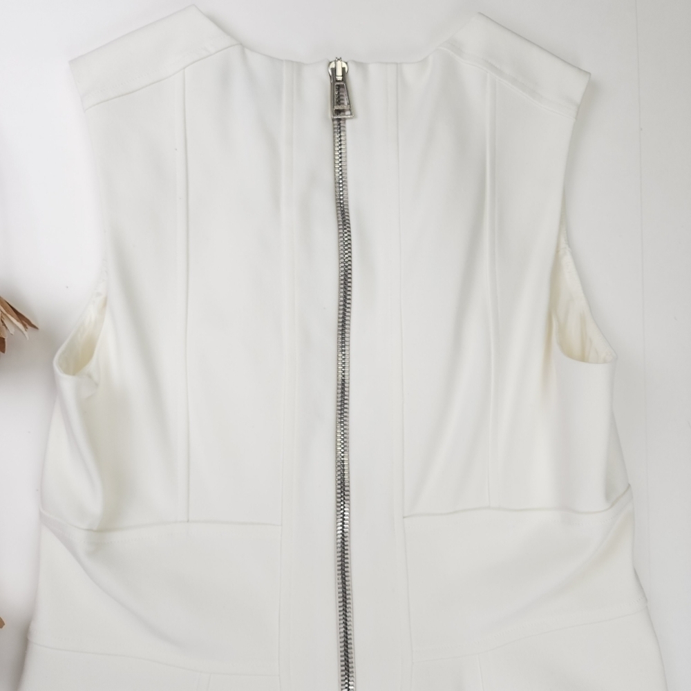 New Belstaff Designer White Structured Panel Dress Size 44 - 12 - Lg - Picture 11 of 12